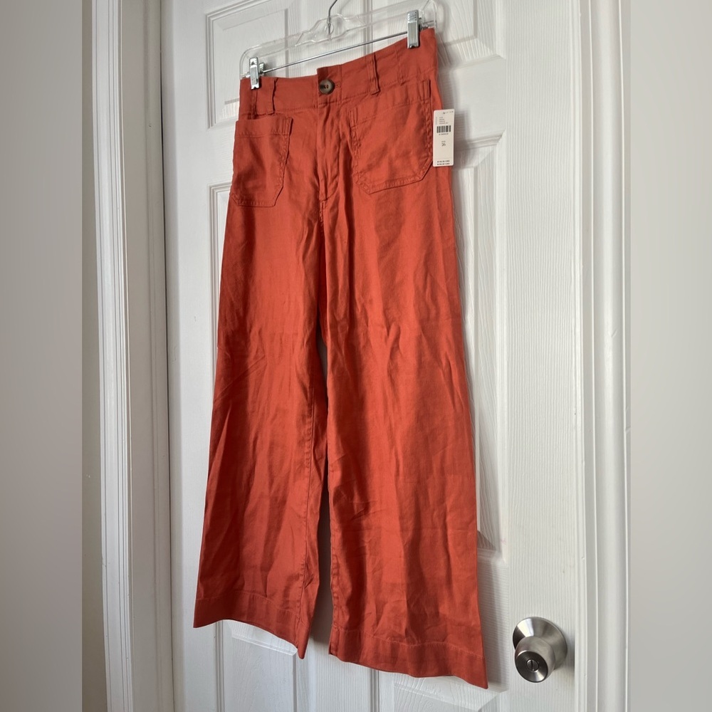 Anthropologie Maeve Colette Linen Blend Wide Leg Crop Pant Size 26 - Picture 8 of 8
